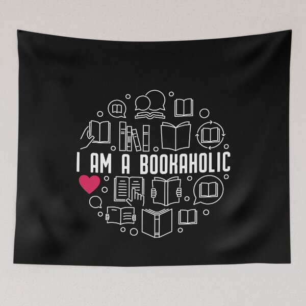 Item preview, I am a Bookaholic creative round design in outline style for literature Lovers and Book Nerds designed and sold by venomousvector.