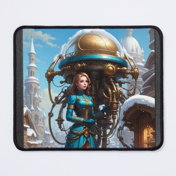 Item preview, A Victorian Young Lady With Her AI In Tow Retrofutrism Poster Art AI Concept Art by Xzendor7 designed and sold by Xzendor7 Digital Art Creations.