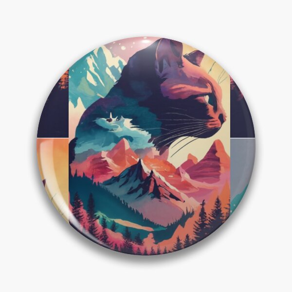 Item preview, Vintage Watercolor Mountain And Cat designed and sold by FenwickDesign99.
