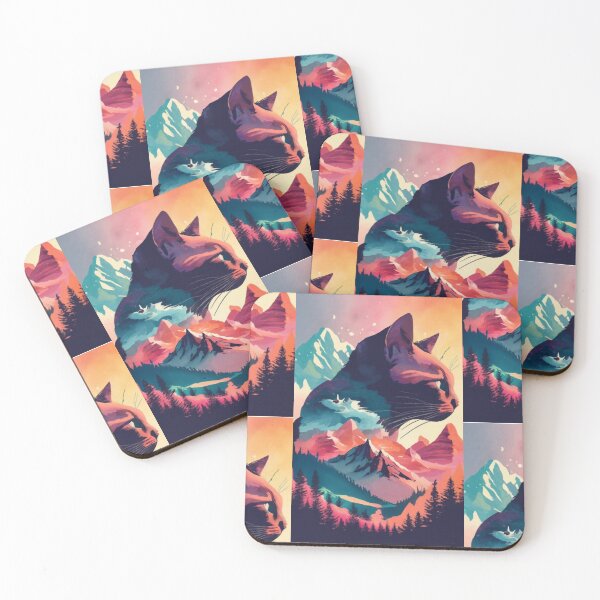 Item preview, Vintage Watercolor Mountain And Cat designed and sold by FenwickDesign99.