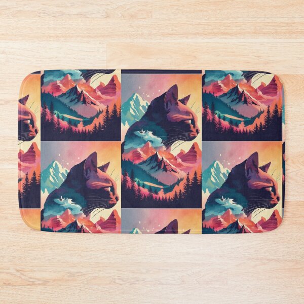 Item preview, Vintage Watercolor Mountain And Cat designed and sold by FenwickDesign99.