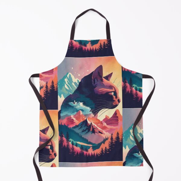 Item preview, Vintage Watercolor Mountain And Cat designed and sold by FenwickDesign99.