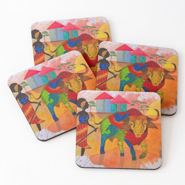 Item preview, African woman and her mighty Buffalo  designed and sold by Kiruthikaarts.