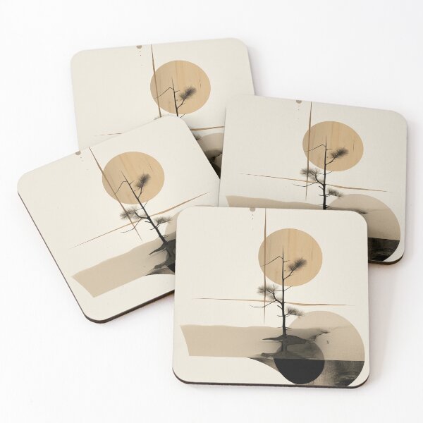 Item preview, Japandi earthy abstract art Mounted Print designed and sold by filigreedigital.