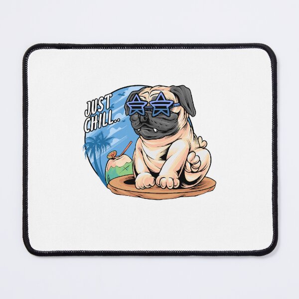 Item preview, Pug dog chilling, cartoon pub dog sitting pose, cute dog with funny sunglasses designed and sold by GreyStanzione1.