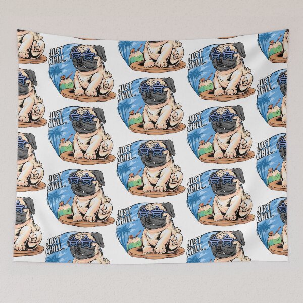 Item preview, Pug dog chilling, cartoon pub dog sitting pose, cute dog with funny sunglasses designed and sold by GreyStanzione1.