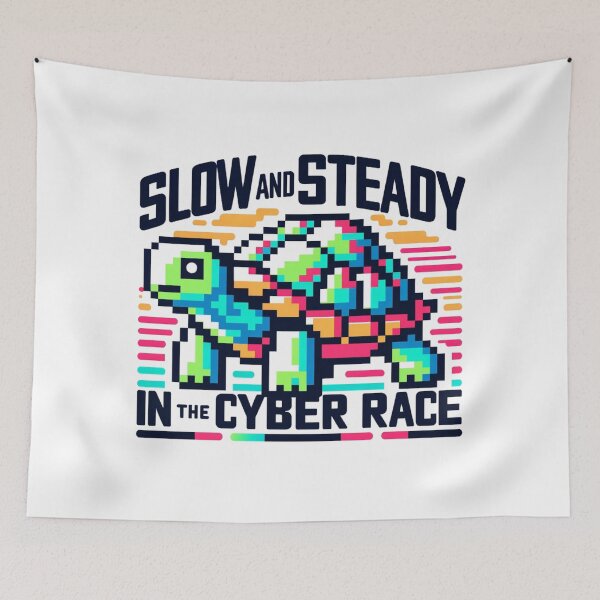 Item preview, Cyber Race: Slow and Steady 8bit Turtle with Neon Shell designed and sold by PixelPunkster.