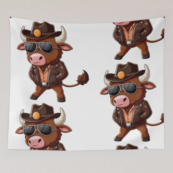 Item preview, Brown cow in cowboy outfit designed and sold by Rinohana.