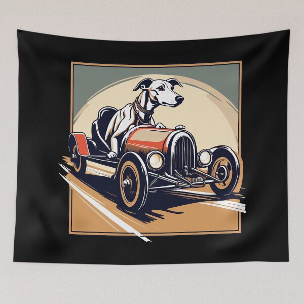 Item preview, Whippet Greyhound Driving a Vintage Racing Car designed and sold by Ameiva-Apparel.