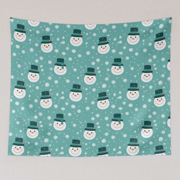 Item preview, Teal and White Cute Snowman, Composite Overlay Pattern #1 designed and sold by ARTficiallyAnon.
