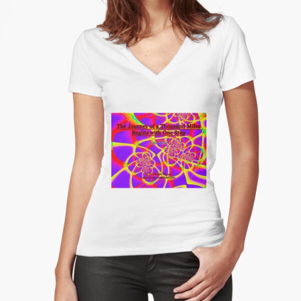 The Journey of a Thousand Miles Fitted V-Neck T-Shirt