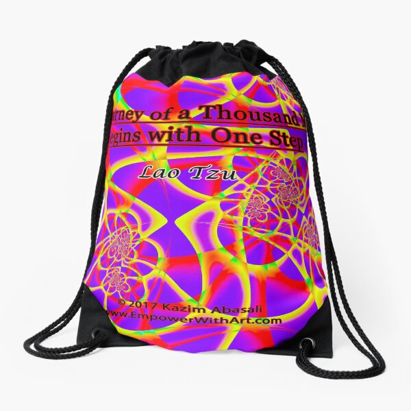 The Journey of a Thousand Miles Drawstring Bag