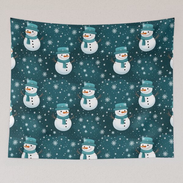 Item preview, Teal and White Cute Snowman, Composite Overlay Pattern #2 designed and sold by ARTficiallyAnon.