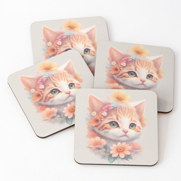Item preview, Cute Cat with Flowers 1 designed and sold by NidADesign.