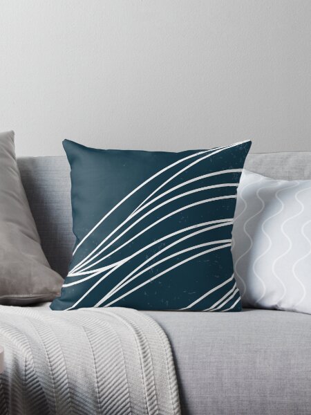 Blue wave pattern in oriental style Throw Pillow