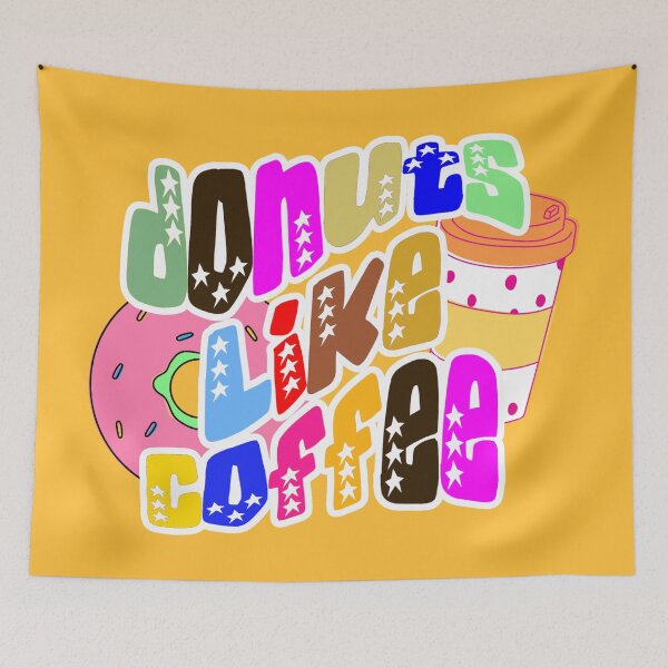 Item preview, Donuts like coffee, colorful letters with white stars for coffee and sweets lovers designed and sold by SplashTastic.