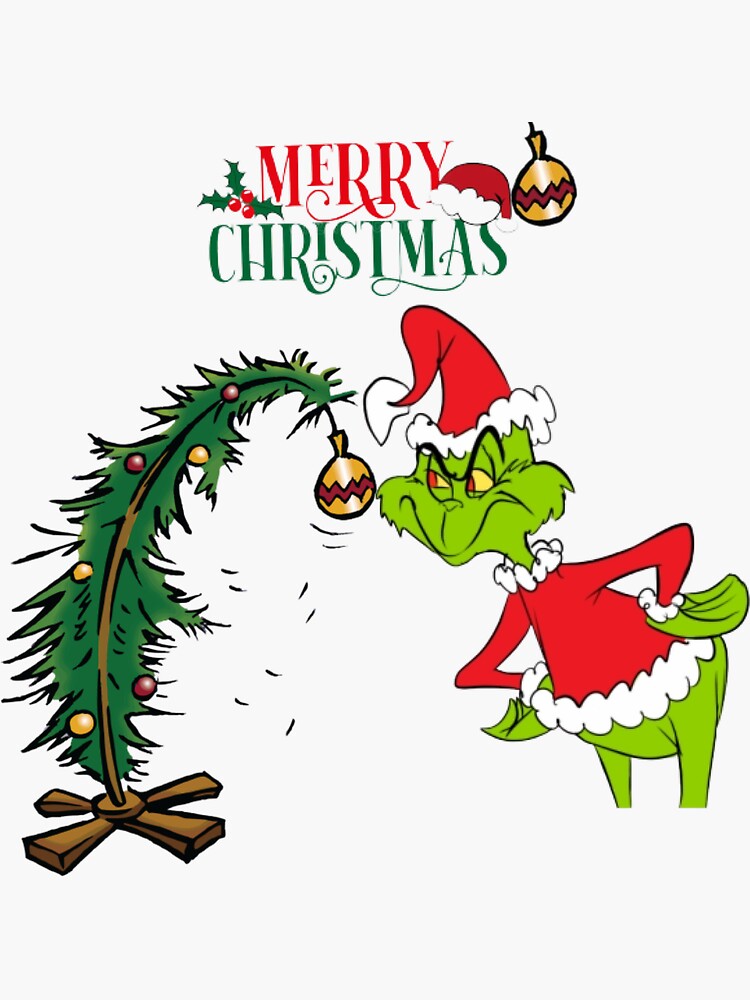 merry-christmas-grinch-greeting-card-sticker-for-sale-by-bloosoms-redbubble for Free Printable Grinch Water Bottle Labels Merry Christmas Grinch greeting card