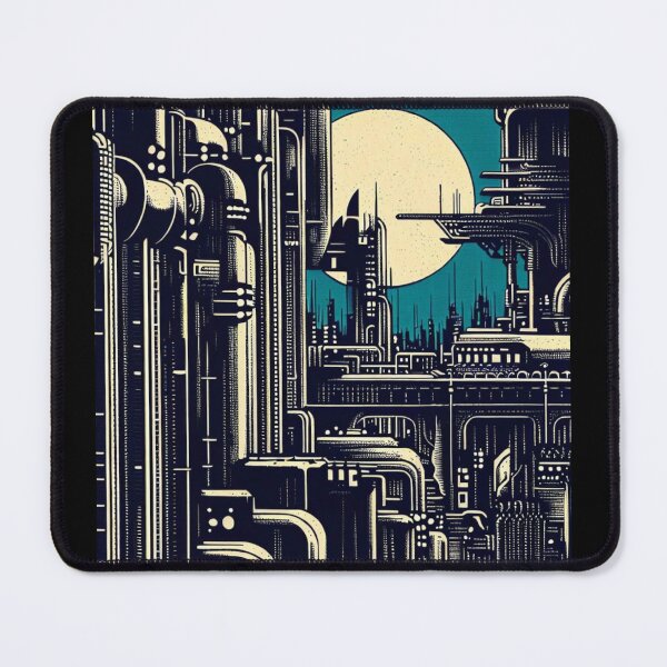 Item preview, SF Futuristic City Woodcut 2 designed and sold by CrankyOldDude.