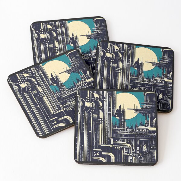 Item preview, SF Futuristic City Woodcut 2 designed and sold by CrankyOldDude.