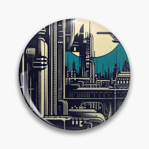 Item preview, SF Futuristic City Woodcut 2 designed and sold by CrankyOldDude.