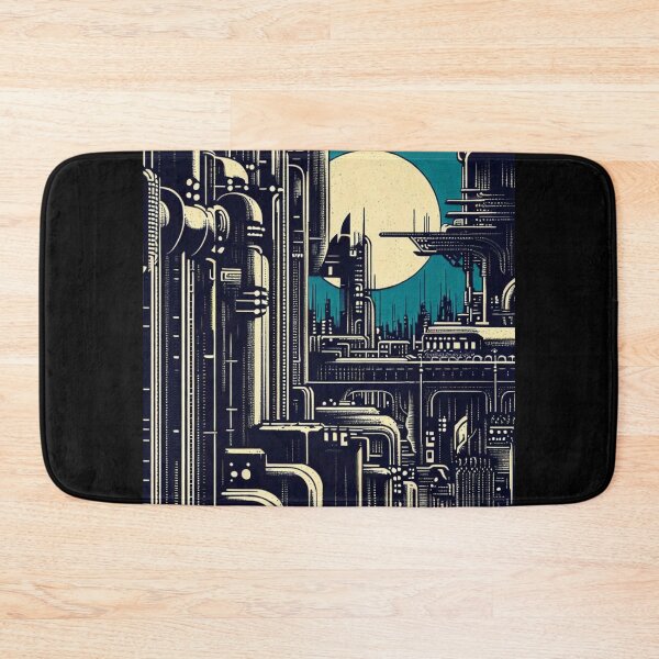 Item preview, SF Futuristic City Woodcut 2 designed and sold by CrankyOldDude.