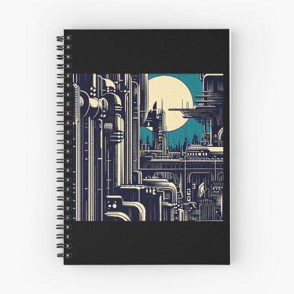 Item preview, SF Futuristic City Woodcut 2 designed and sold by CrankyOldDude.