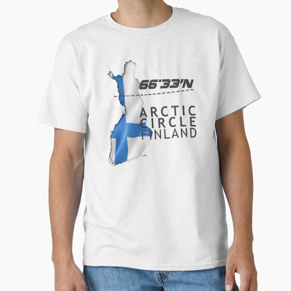 Item preview, Finland Arctic Circle Rovaniemi Sticker T-Shirt 01 designed and sold by OuterShellUK.