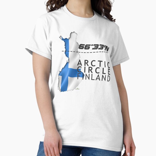 Item preview, Finland Arctic Circle Rovaniemi Sticker T-Shirt 01 designed and sold by OuterShellUK.