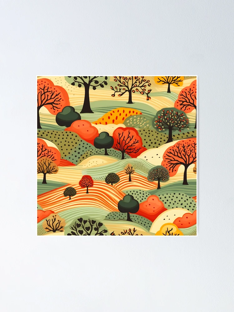 Thumbnail 1 of 3, Poster, English Autumn Countryside Print designed and sold by FoxTreeDesign.