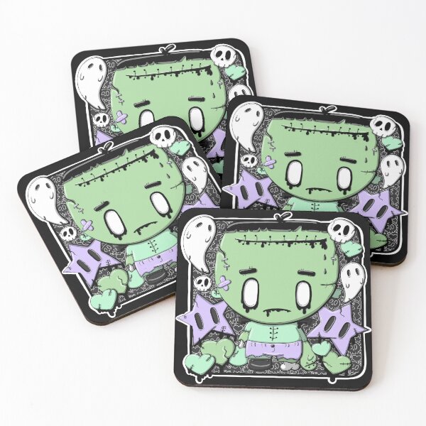 Item preview, Frankenstein zombie boy in kawaii style designed and sold by studiomogwai.