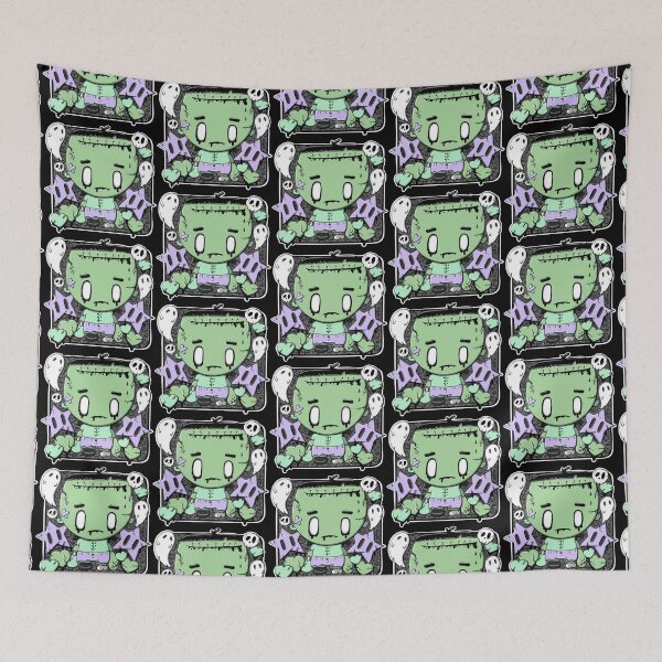 Item preview, Frankenstein zombie boy in kawaii style designed and sold by studiomogwai.