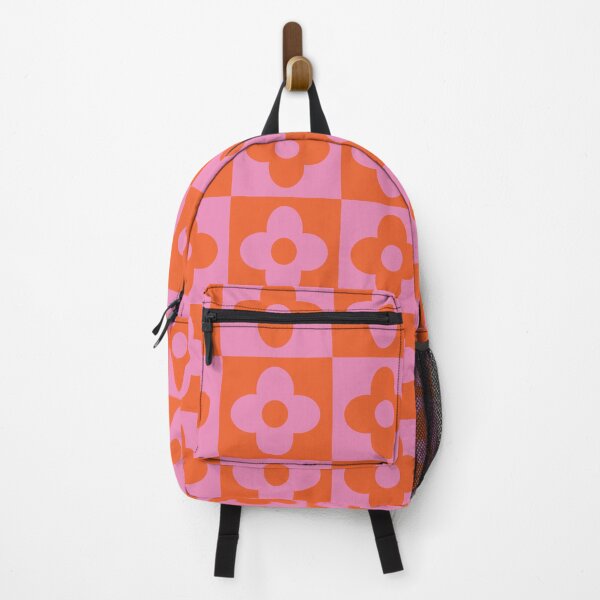 Vista previa del artículo con la obra «Patrón De Flores Retro A Cuadros Naranja Y Rosa», diseñado y vendido por Yasminepatterns .