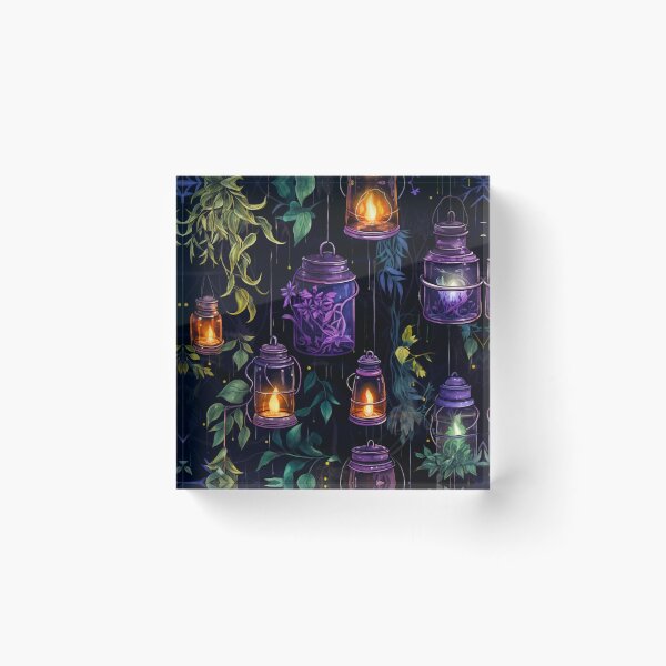 Item preview, Dark Botanical Witch Lanterns Print designed and sold by FoxTreeDesign.