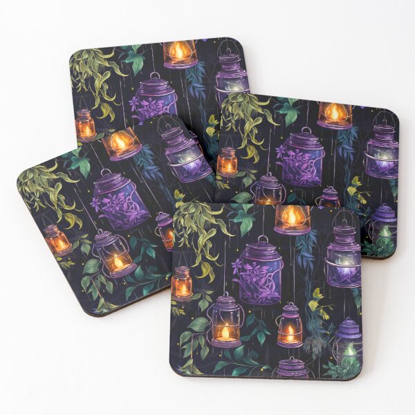 Item preview, Dark Botanical Witch Lanterns Print designed and sold by FoxTreeDesign.