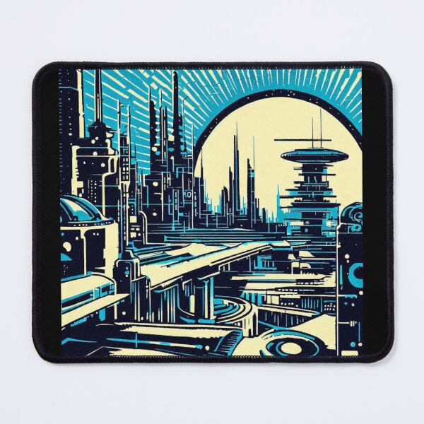Item preview, SF Futuristic City Woodcut 3 designed and sold by CrankyOldDude.