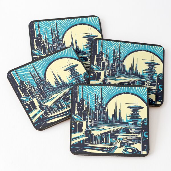 Item preview, SF Futuristic City Woodcut 3 designed and sold by CrankyOldDude.