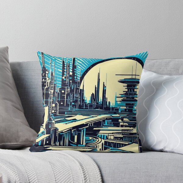 Item preview, SF Futuristic City Woodcut 3 designed and sold by CrankyOldDude.