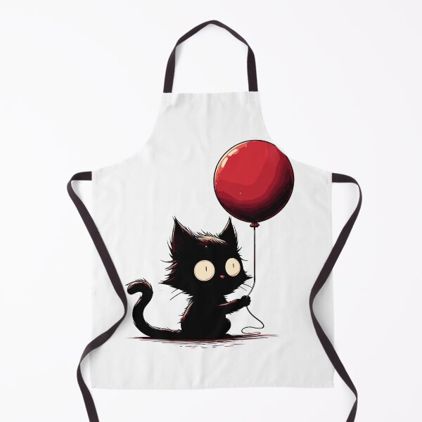 Item preview, Confused black cat holding red balloon designed and sold by TomFrontierArt.