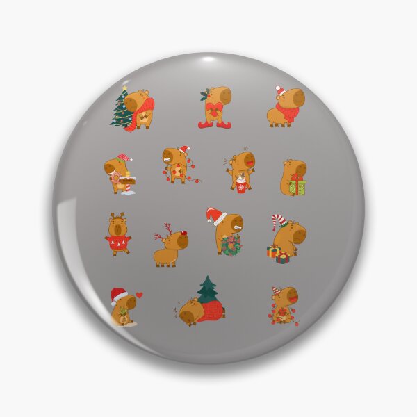 Artikelvorschau, Capybara Weihnachtszeit, Frohe Weihnachten Aufkleber, entworfen und verkauft von GOLDENGARDENART.