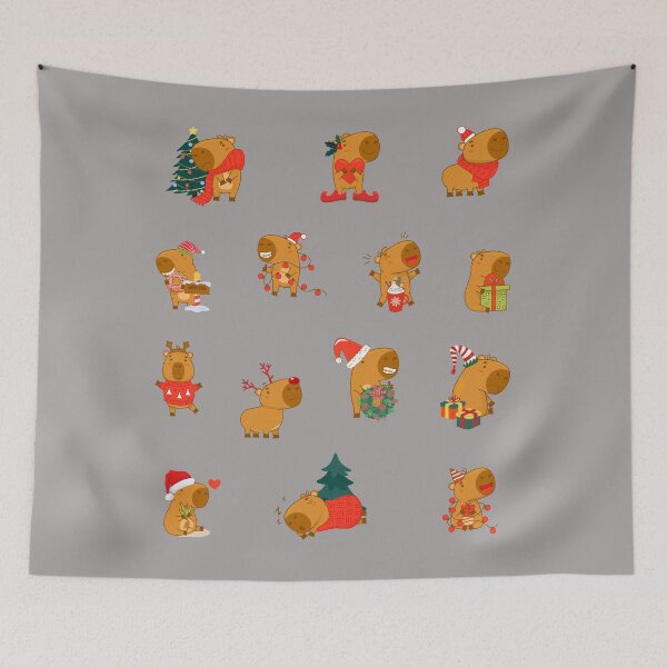 Item preview, Capybara Christmas Time, Happy Christmas sticker, designed and sold by GOLDENGARDENART.