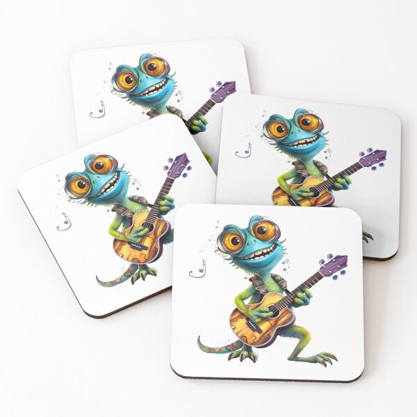 Item preview, Cartoon Chameleon Plays The Guitar designed and sold by PepeCartoon.