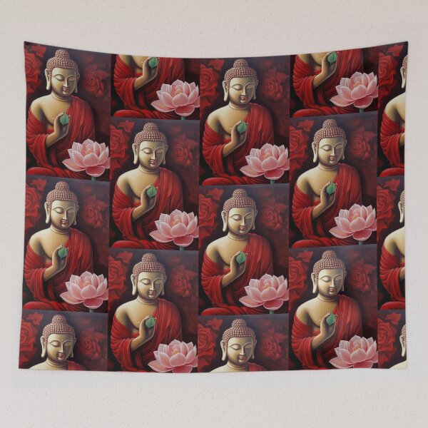 Item preview, Red Meditative Buddha designed and sold by bharuarts.