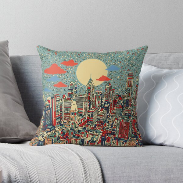 philadelphia panorama 3 Throw Pillow