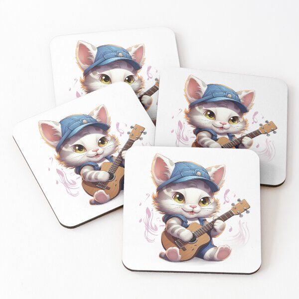 Item preview, Cartoon Kitten Plays The Guitar designed and sold by PepeCartoon.