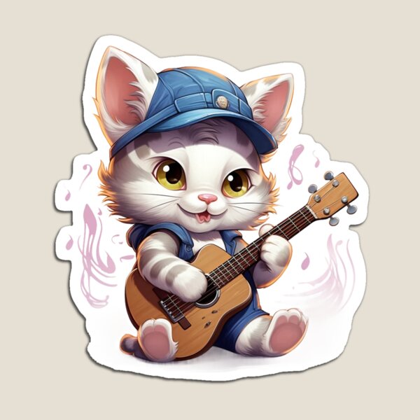 Item preview, Gatito de dibujos animados toca la guitarra designed and sold by PepeCartoon.