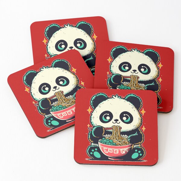 Item preview, Kawaii retro little panda eat ramen designed and sold by TomFrontierArt.