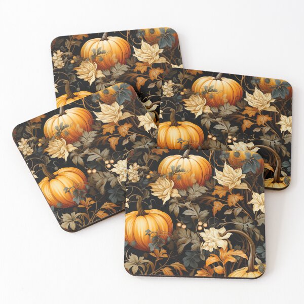 Item preview, In The Dark Pumpkin Garden Vintage Floral Print designed and sold by FoxTreeDesign.