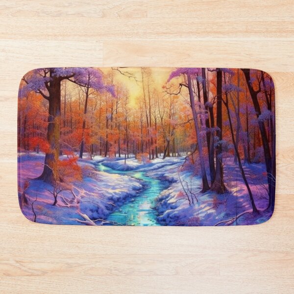 Item preview, Orange River in Snow | Colorful Fantasy Forest Painting designed and sold by FairX.