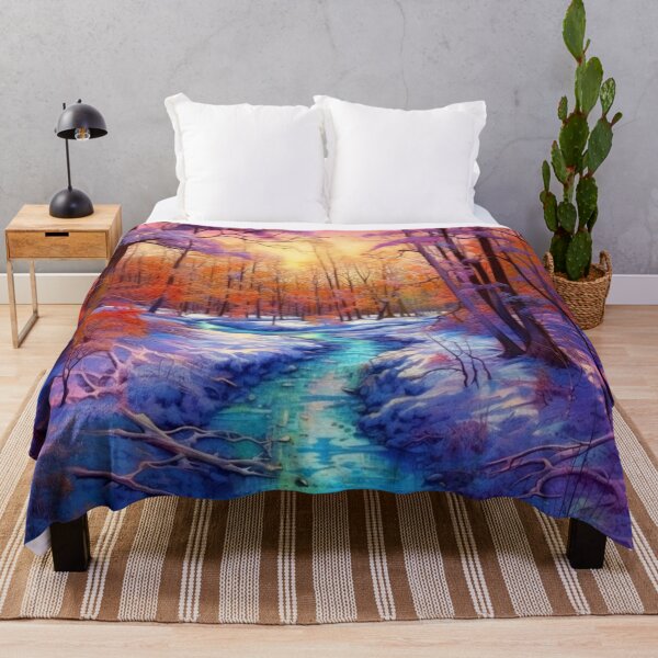 Item preview, Orange River in Snow | Colorful Fantasy Forest Painting designed and sold by FairX.