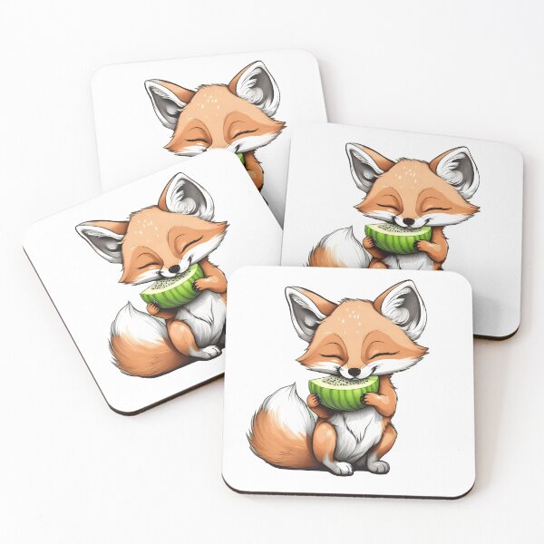 Item preview, Cute fox holding watermelon stripes green designed and sold by SimpliVibe.